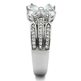 Rhodium 925 Sterling Silver Ring with AAA Grade CZ  in Clear