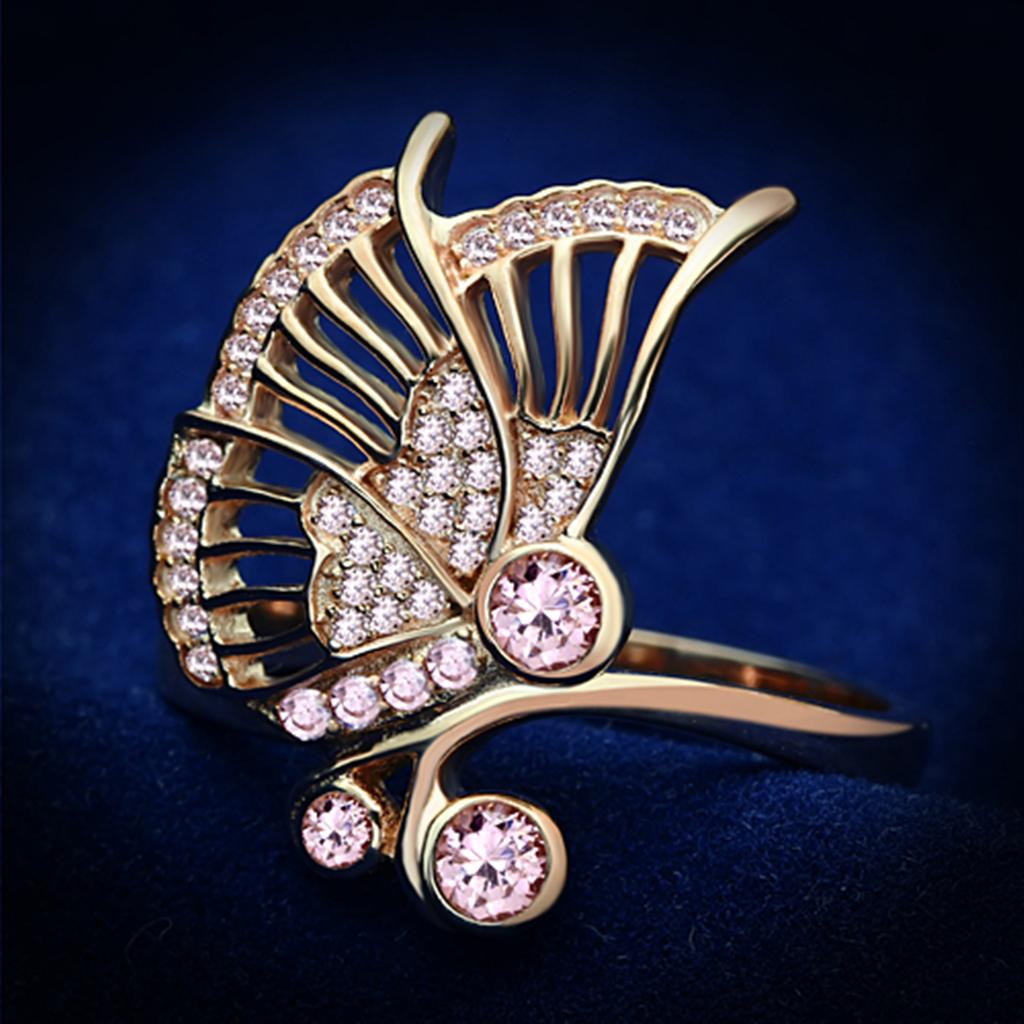 Rose Gold 925 Sterling Silver Ring with AAA Grade CZ  in Rose