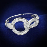 Rhodium 925 Sterling Silver Ring with AAA Grade CZ  in Clear