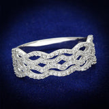 Rhodium 925 Sterling Silver Ring with AAA Grade CZ  in Clear