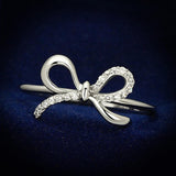 Rhodium 925 Sterling Silver Ring with AAA Grade CZ  in Clear