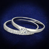 Rhodium 925 Sterling Silver Ring with AAA Grade CZ  in Clear