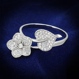 Rhodium 925 Sterling Silver Ring with AAA Grade CZ  in Clear