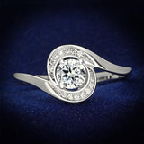 Rhodium 925 Sterling Silver Ring with AAA Grade CZ  in Clear