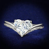 Rhodium 925 Sterling Silver Ring with AAA Grade CZ  in Clear