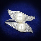 Rhodium 925 Sterling Silver Ring with Synthetic Pearl in Citrine Yellow