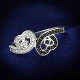 Rhodium 925 Sterling Silver Ring with AAA Grade CZ  in Black Diamond