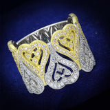 Gold+Rhodium 925 Sterling Silver Ring with AAA Grade CZ  in Champagne