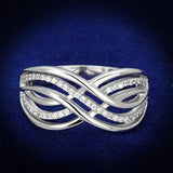 Rhodium 925 Sterling Silver Ring with AAA Grade CZ  in Clear