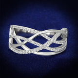 Rhodium 925 Sterling Silver Ring with AAA Grade CZ  in Clear