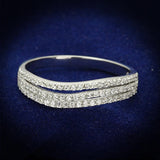 Rhodium 925 Sterling Silver Ring with AAA Grade CZ  in Clear