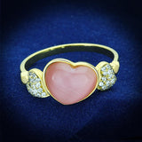 Gold 925 Sterling Silver Ring with Synthetic Cat Eye in Rose