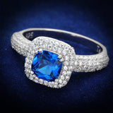 Rhodium 925 Sterling Silver Ring with Synthetic Spinel in London Blue