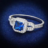 Rhodium 925 Sterling Silver Ring with Synthetic Spinel in London Blue