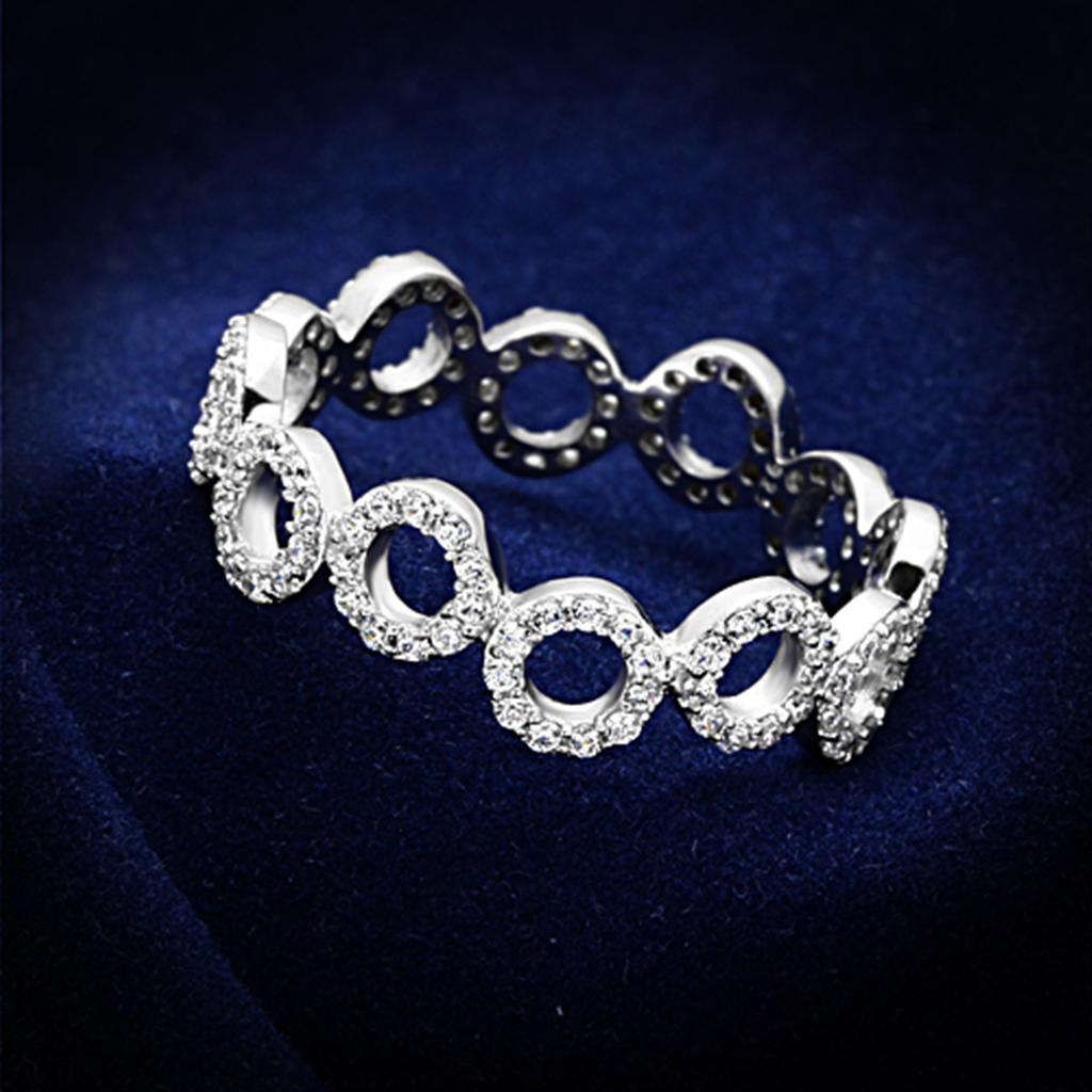 Rhodium 925 Sterling Silver Ring with AAA Grade CZ  in Clear