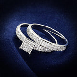 Rhodium 925 Sterling Silver Ring with AAA Grade CZ  in Clear