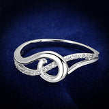 Rhodium 925 Sterling Silver Ring with AAA Grade CZ  in Clear