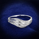 Rhodium 925 Sterling Silver Ring with AAA Grade CZ  in Clear