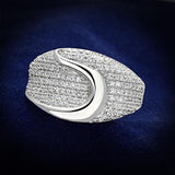 Rhodium 925 Sterling Silver Ring with AAA Grade CZ  in Clear