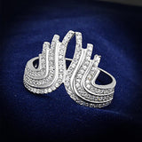 Rhodium 925 Sterling Silver Ring with AAA Grade CZ  in Clear