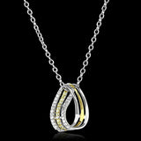 Gold+Rhodium 925 Sterling Silver Chain Pendant with AAA Grade CZ  in Topaz