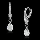 Rhodium 925 Sterling Silver Earrings with AAA Grade CZ  in Clear