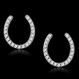 Rhodium 925 Sterling Silver Earrings with AAA Grade CZ  in Clear