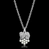 Rhodium 925 Sterling Silver Chain Pendant with Synthetic Pearl in White