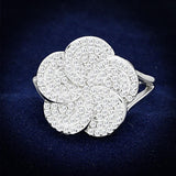 Rhodium 925 Sterling Silver Ring with AAA Grade CZ  in Clear
