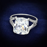 Rhodium 925 Sterling Silver Ring with AAA Grade CZ  in Clear