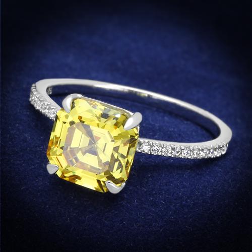 Rhodium 925 Sterling Silver Ring with Cubic  in Topaz