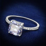 Rhodium 925 Sterling Silver Ring with Cubic  in Light Amethyst