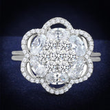 Rhodium 925 Sterling Silver Ring with AAA Grade CZ  in Clear