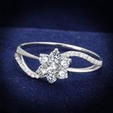 Rhodium 925 Sterling Silver Ring with AAA Grade CZ  in Clear