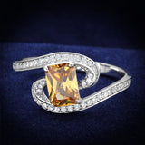 Rhodium 925 Sterling Silver Ring with AAA Grade CZ  in Champagne