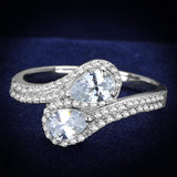 Rhodium 925 Sterling Silver Ring with AAA Grade CZ  in Clear