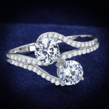 Rhodium 925 Sterling Silver Ring with AAA Grade CZ  in Clear