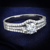 Rhodium 925 Sterling Silver Ring with AAA Grade CZ  in Clear