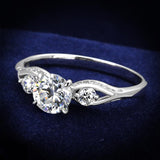 Rhodium 925 Sterling Silver Ring with AAA Grade CZ  in Clear