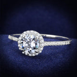 Rhodium 925 Sterling Silver Ring with AAA Grade CZ  in Clear