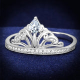 Rhodium 925 Sterling Silver Ring with AAA Grade CZ  in Clear