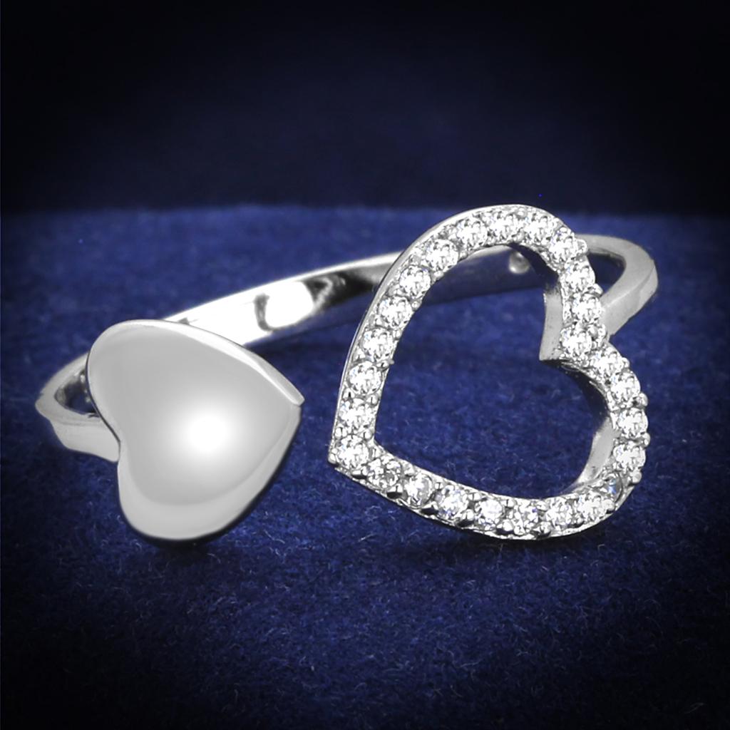 Rhodium 925 Sterling Silver Ring with AAA Grade CZ  in Clear