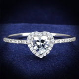 Rhodium 925 Sterling Silver Ring with AAA Grade CZ  in Clear