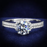 Rhodium 925 Sterling Silver Ring with AAA Grade CZ  in Clear