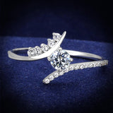 Rhodium 925 Sterling Silver Ring with AAA Grade CZ  in Clear