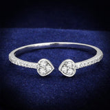 Rhodium 925 Sterling Silver Ring with AAA Grade CZ  in Clear