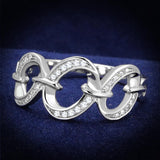 Rhodium 925 Sterling Silver Ring with AAA Grade CZ  in Clear