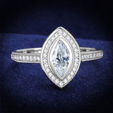 Rhodium 925 Sterling Silver Ring with AAA Grade CZ  in Clear
