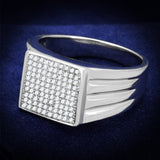 Rhodium 925 Sterling Silver Ring with AAA Grade CZ  in Clear