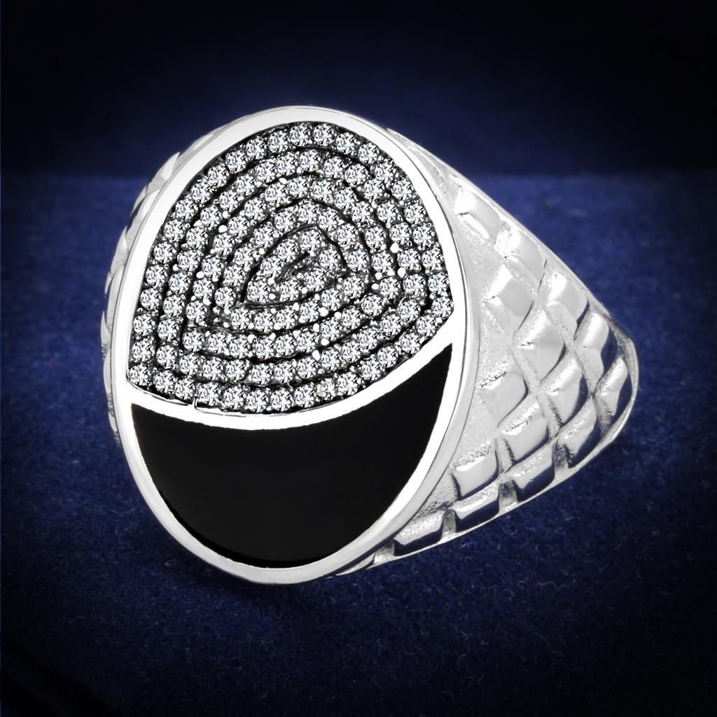 Rhodium 925 Sterling Silver Ring with AAA Grade CZ  in Clear